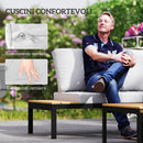 Set Salotto da Giardino Modulabile 2 Divanetti e 2 Tavolini in Metallo e Legno Composito Grigio Nero e Teak    