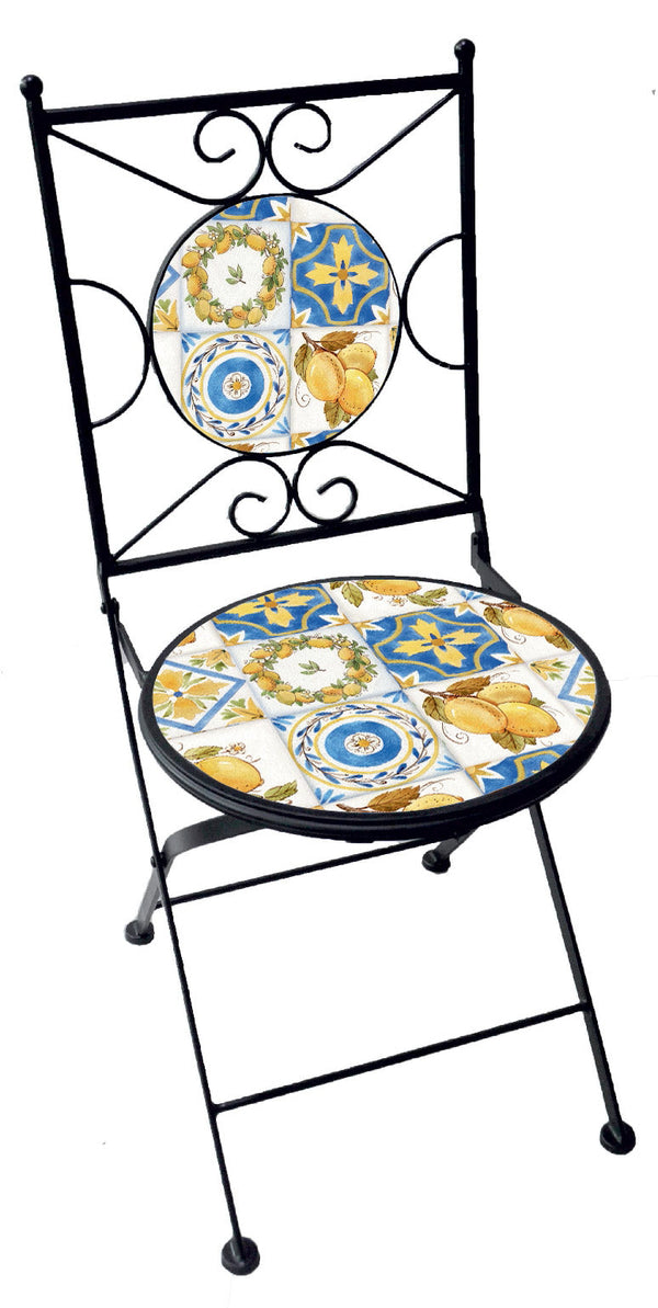 Klappbarer Gartenstuhl aus Schmiedeeisen mit Soriani Toscana Black Mosaic prezzo