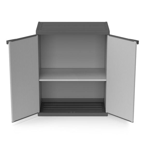 Armadio da Esterno 68x40x85 cm 2 Ante 2 Ripiani in Resina Grigio Seconda Scelta online