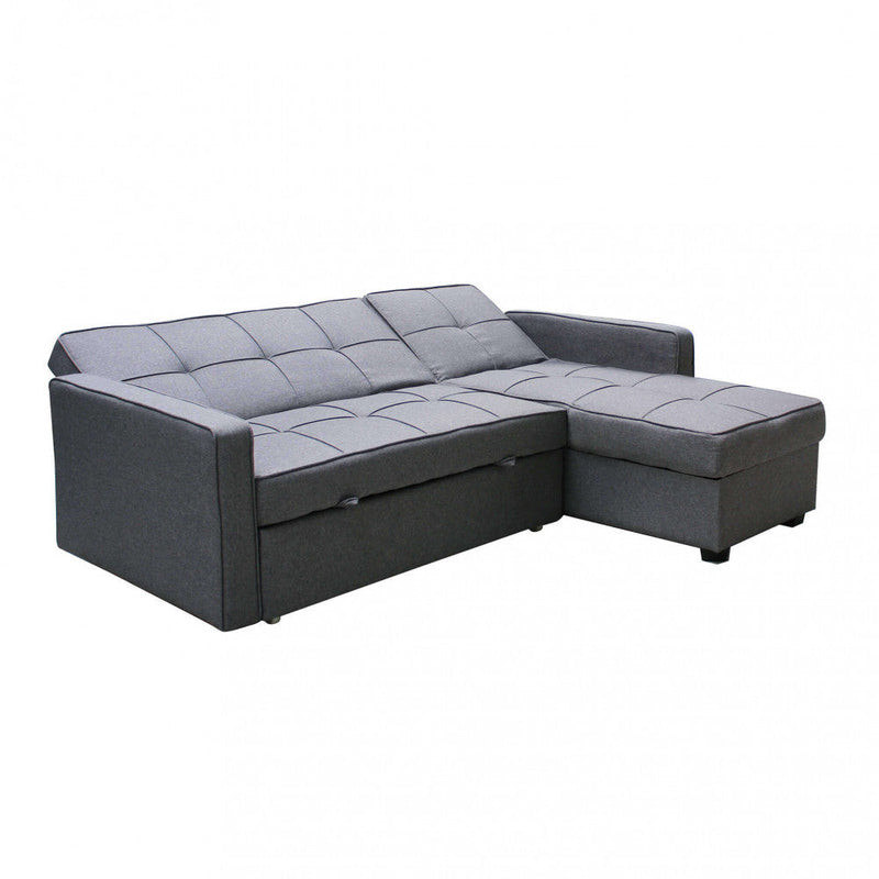 Divano Letto Cedric 208x87/145x88 cm  in Tessuto Grigio scuro