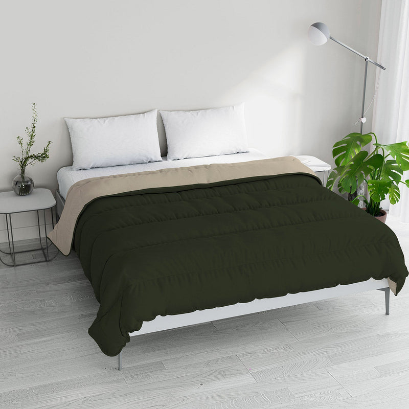 Piumino Invernale in Microfibra 200gr Doubleface Verde Militare/Crema Varie Misure