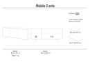 Mobile 3 Ante 177x74x41 cm Cemento/Bianco Lucido