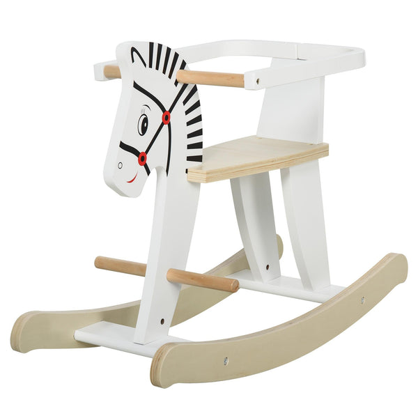 Schaukelpferd für Kinder 68 x 26,5 x 48 cm aus weißem Holz sconto