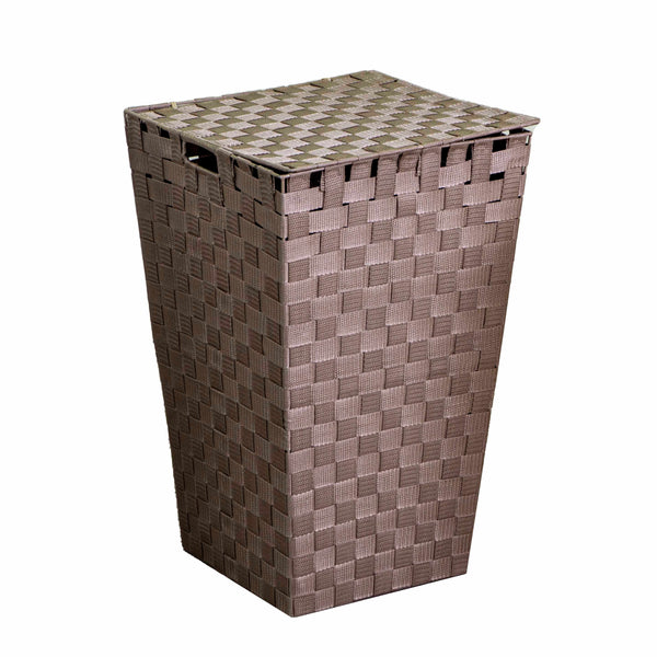 sconto Quadratischer taubengrauer Wäschekorb aus Polyester 33x33xh53 cm