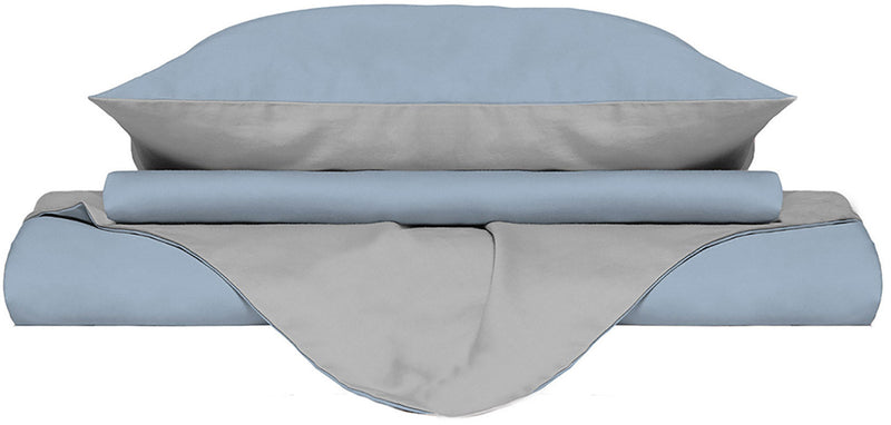 Copripiumino con Sacco e Federe Doubleface Azzurro\/Grigio Chiaro Varie Misure