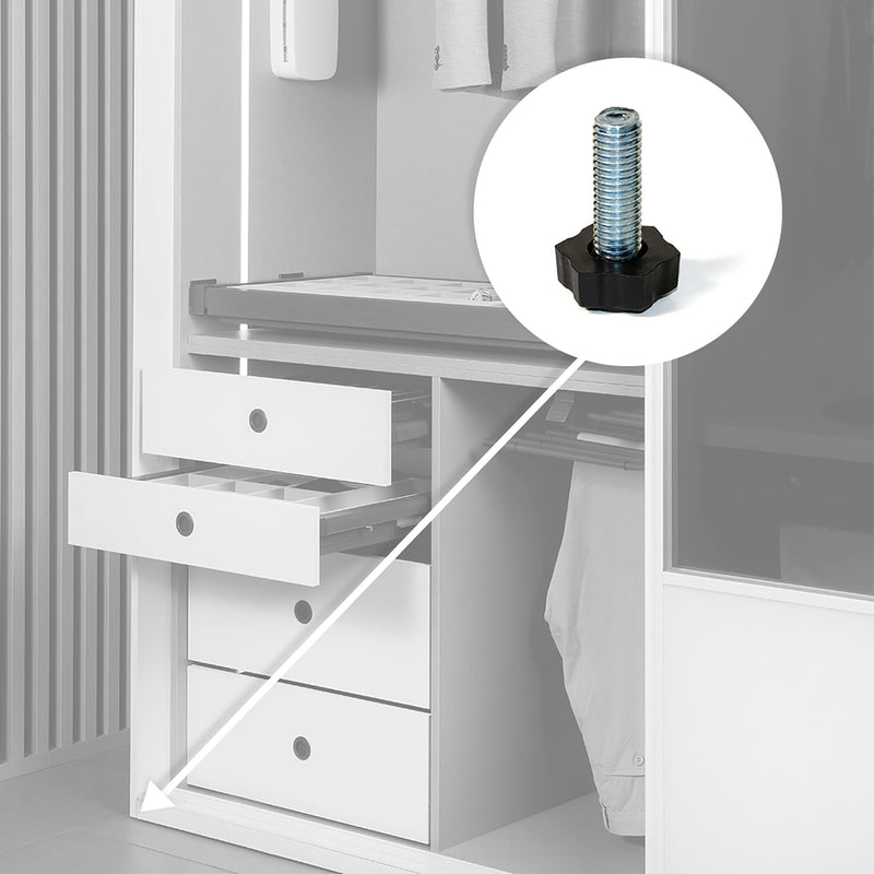 Regolabili per Mobile Base Esagonale M8 H38 mm Acciaio 20 Pezzi Emuca