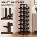 Cantinetta Vini Portabottiglie da Terra 31x23x84,5 cm Capienza per 12 Bottiglie in Metallo Nero      