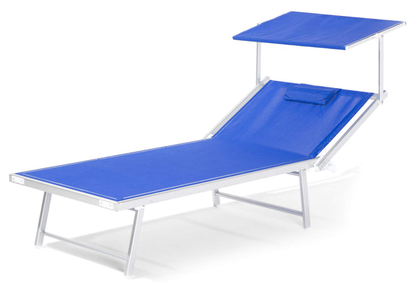 Garten-Sonnenliege 213 x 85 x 40 cm aus Aluminium und blauem Textilene prezzo