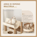 Albero Tiragraffi 60x30x76 cm con Cucce e Pannello in Sisal Marrone Chiaro   