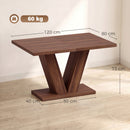 Tavolo da Pranzo Rettangolare per 4 Persone 120x80x73 cm in MDF Noce      