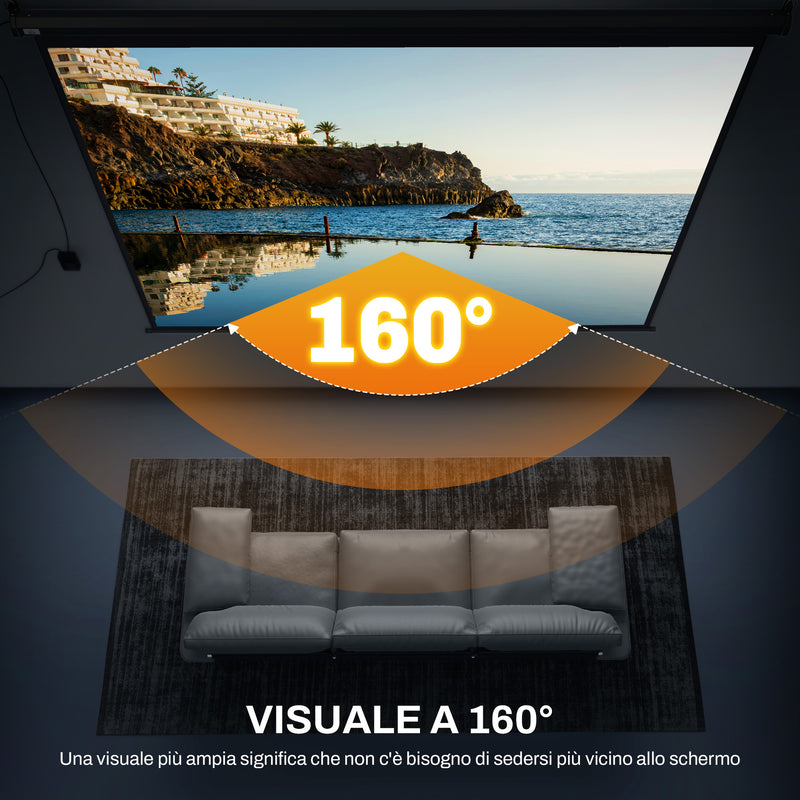Telo Proiettore 120"" Regolabile con Telecomando Formato 4:3 244x183cm Nero