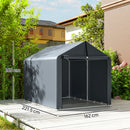 Tenda Garage 162x221,5x163 cm con Copertura Rinforzata Impermeabile e Ingresso Zip in Acciaio Zincato Grigio      