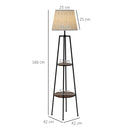 Lampada da Terra Ø42x166 cm in Metallo e MDF Nero e Marrone