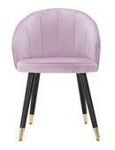 Sedia Loty Rosa 57x58x80 cm in Legno e Velluto Rosa Nero e Oro
