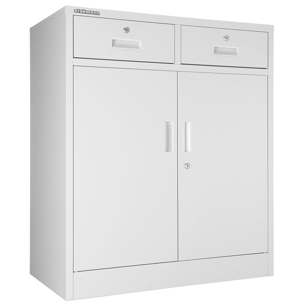 sconto Armadietto  Metallico Porta Documenti 2 Ante 2 Cassetti per Ufficio/Casa in Acciaio Grigio