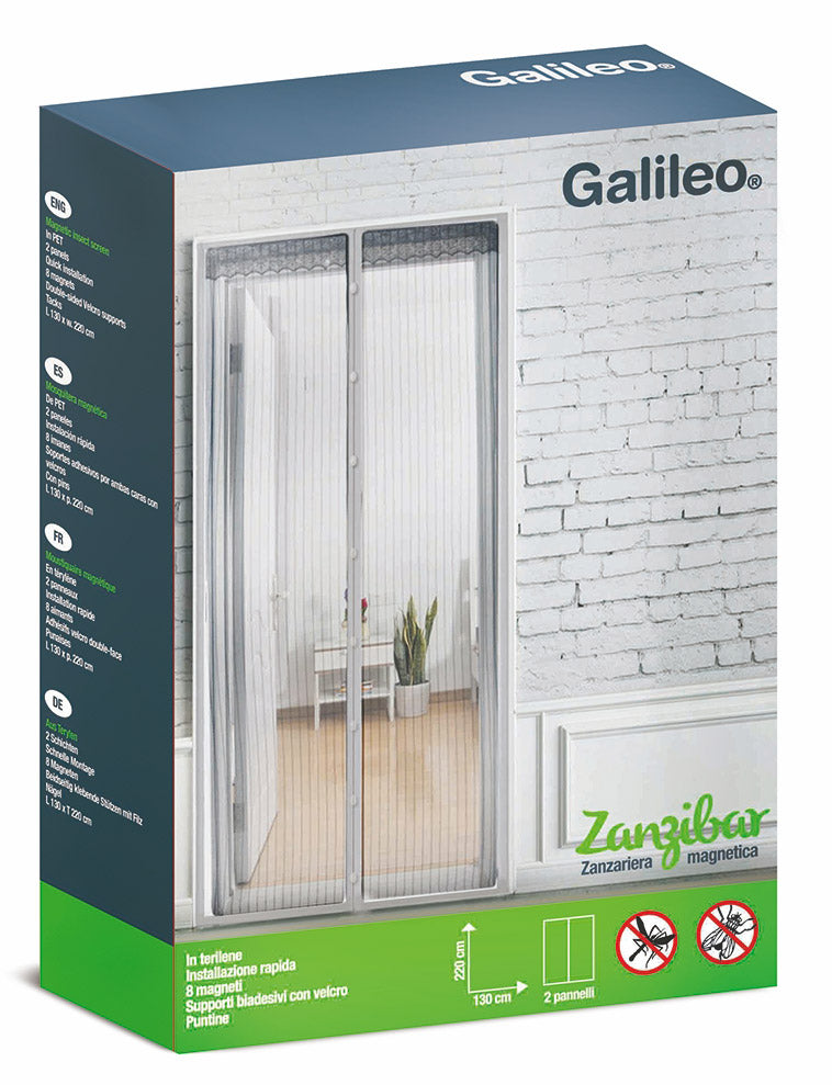 Tenda Zanzariera Magnetica 16 Magneti 130x220 cm Soriani Zanzibar Bianca