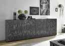 Mobile Buffet 4 Ante 241x42x84 cm in Legno TFT Praga Nero Lucido