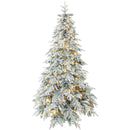 Albero di Natale Innevato Ø135x210 cm con 450 Luci LED Bianco Caldo 1080 Rami Ignifughi Timer Telecomando e 8 Modalità      
