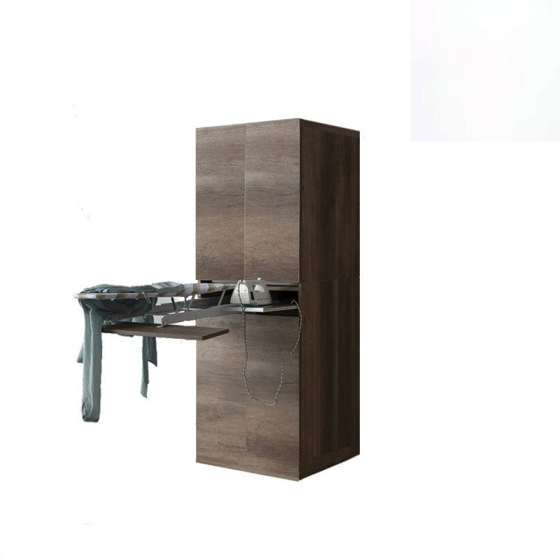 Mobile Lavanderia a Colonna per Lavatrice o Asciugatrice con Asse da Stiro e Ante 70x70x174A cm in Nobilitato Unika Bianco Latte