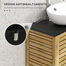 Mobile Sottolavello da Bagno 60,5x30,5x69,5 cm 2 Ante a Doghe Porta Asciugamani e Intaglio a U Legno e Nero 