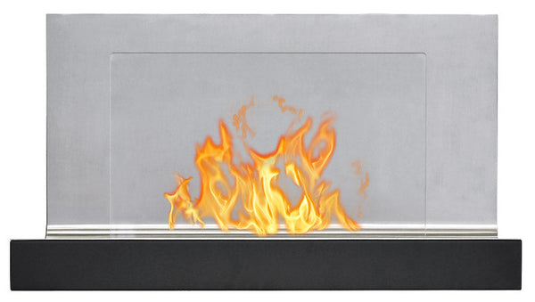 sconto Bioethanol Wandkamin 80x50x35 cm Kelly Schwarz und Stahl