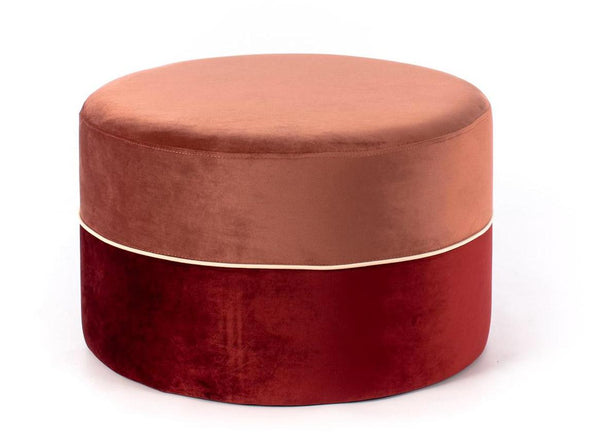 prezzo Hocker aus samtigem Stoff Ø62 cm Altrosa und Bordeaux