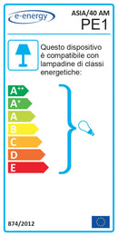 Plafoniera 2xE27 Ganci Bronzo Vetro Screpolato Bianco Sfumato Ambra E-Energy Asia