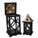 Set 2 Lanterna in legno nero 
