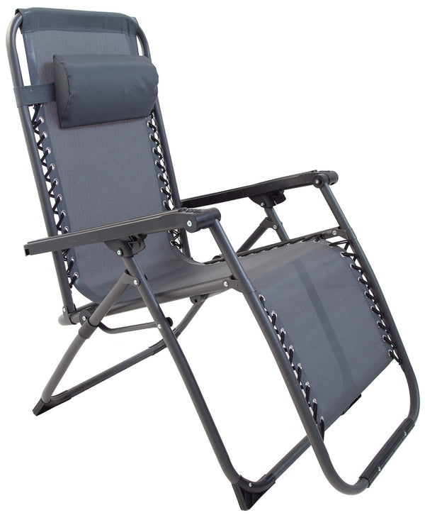 online Zero Gravity Reclining Folding Liegestuhl 188 x 65 x 110 cm in Stahl und grauem Textilene