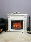 Camino Elettrico da Pavimento 93,3x111,7x27 cm Effetto Fiamma 1500W Diana & Zakinthos Bianco