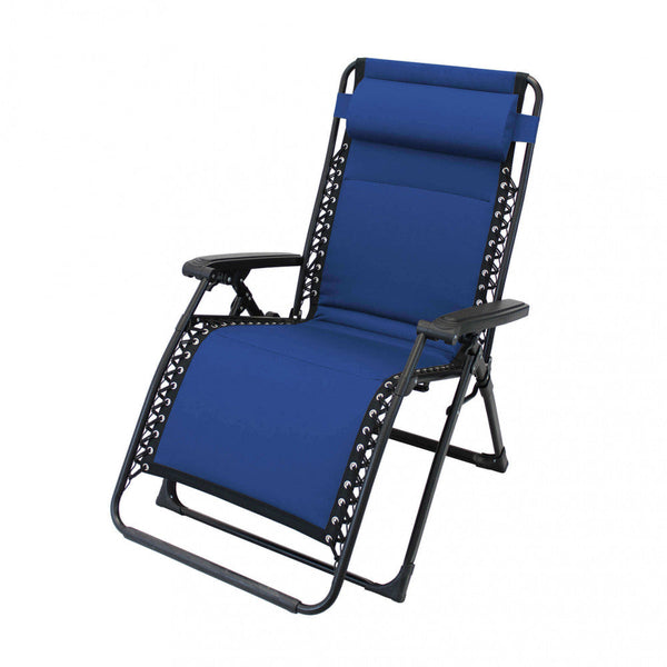Zero Gravity Reclining Folding Liegestuhl 165 x 79 x 117 h cm in Metall und blauem Oxford sconto