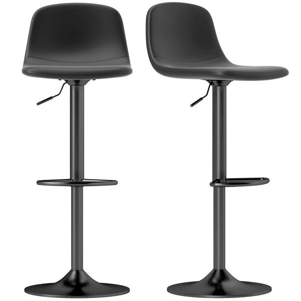 online Set 2 Sgabelli da Bar con Schienale e Altezza Regolabile in Pelle PU Nero
