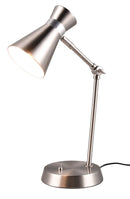 Lampada da Tavolo da Interno Attacco E27 in Metallo Nichel Satinato 