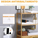 Mobiletto Bagno 2 Ripiani 2 Ante 60x30x120 cm in Bambù