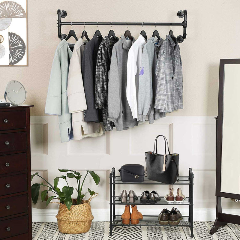 Barra Appendiabiti da Parete 110 cm in Acciaio Nero