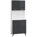 Credenza 70x42x177 cm in Legno truciolare Grigio e Bianco