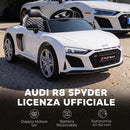 Macchina Elettrica per Bambini 3-6 Anni 12 V Audi R8 Spyder 107x58x44 cm 3-5 km/h con 2 Motori e Telecomando in PP Bianco      