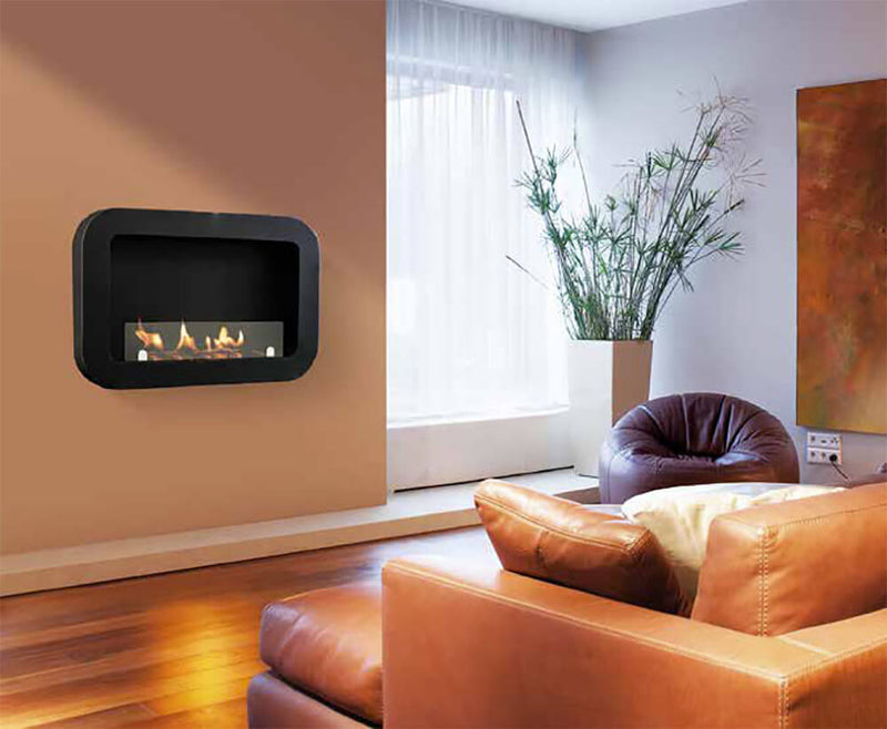 Camino a Bioetanolo da Parete 47x70 cm Karlsen Padova Nero