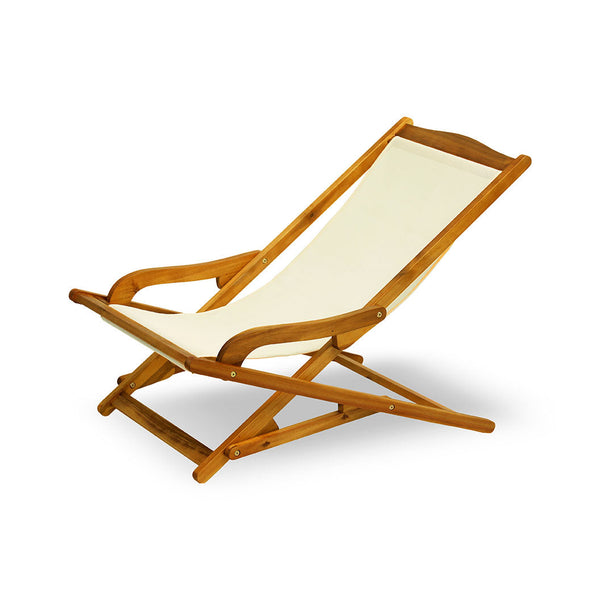 acquista Klappbarer Gartenliegestuhl aus Akazienholz und Textilene Taddei Sabah