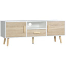 Mobile Porta TV Basso max 46" 140x40x55,3 cm con Ripiano Cassetto e 2 Armadietti in Truciolato e Pino
