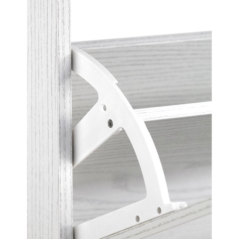 Scarpiera 4 Ante a Ribalta Doppio Ripiano 63x150x24 cm in legno rovere sbiancato