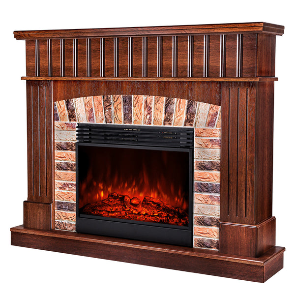 acquista Camino Elettrico da Pavimento 120x145x32 cm Effetto Fiamma 1950W Giselle & Mirabella Castagno