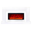 Camino Elettrico da Pavimento 90x160x27 cm Effetto Fiamma 1500W Pascal & Tasmania Bianco