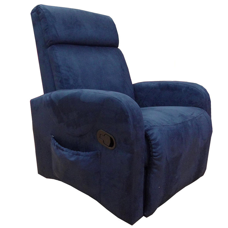 Poltrona Relax Antheia Manuale Reclinabile Vibrante Riscaldante in Microfibra Blu