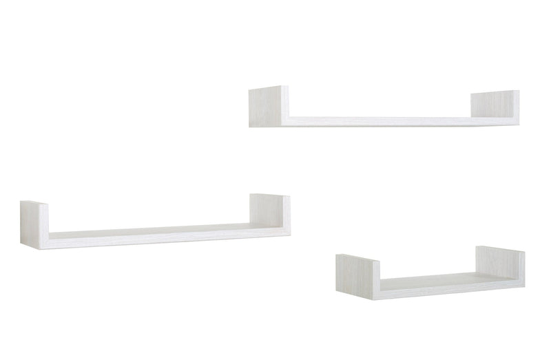 Set 3 Mensole da Parete 60-50-40x15,5x8 cm in Fibra di Legno Calamita Rovere Sbiancato
