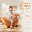 Cavallo a Dondolo per Bambini 1-3 Anni 60x32x49 cm a Forma di Cerbiatto Maculato con Suoni Realistici in Legno e Peluche Marrone Rossiccio      