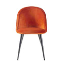 Set 4 Sedie Imbottite 49x52x79 cm in Velluto Arancio e Nero