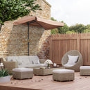 Mezzo Ombrellone da Giardino 230x130x249 cm in Metallo e Poliestere Caffè
