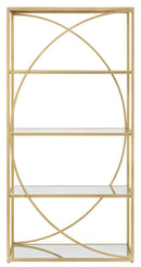 Libreria Glamy 90x38x180 cm in Ferro MDF e Specchio Oro