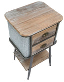 Comodino 2 Cassetti Bronxs 43,5x36,5x72,5 cm in Ferro e Legno di Abete Nero e Grigio